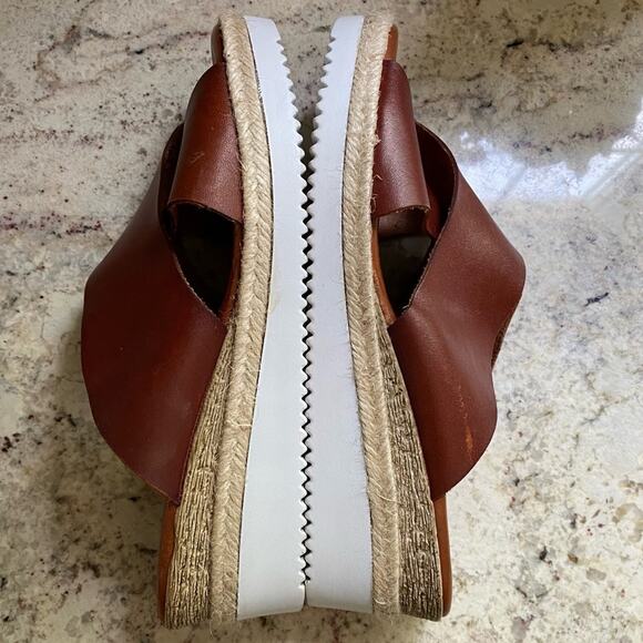 Bertuchi Slip On Brown Leather Slide Sandals Wedge Spain Size 41 US 9.5 - Picture 8 of 13